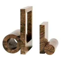 Woud Booknd Buchstütze, 2 Stück, Brauner Marmor