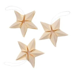 Ferm LIVING Amanda Papierornament, Sternförmig, 3er-Set, Cremeweiß